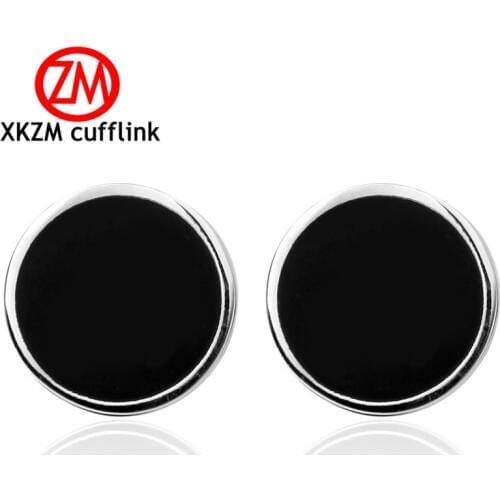 High quality fashion mens shirts Cufflinks Black enamel round sleeve button brass Cufflinks wholesale and retail