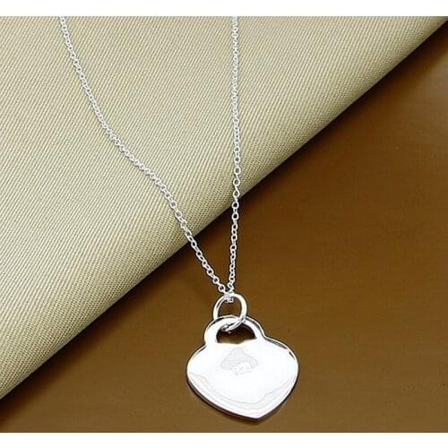High Quality 925 Silver Necklace Cute Love Heart Pendant Necklaces for Woman Silver Fashion Jewelry