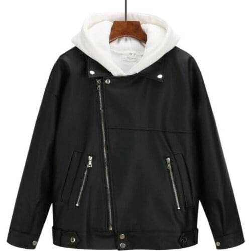 Female Coat Black Women Korean Style 2021 Women Oversize Autumn Leather Jacket Outwear