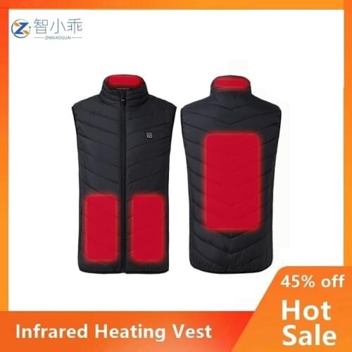 Smart Electric Heating Vest Charging Bback Heated Jacket Men and Women Winter Outdoor Stand-Up Collar Cold Clothes