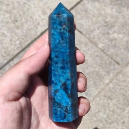 1ps 8-9cm Natural Apatite Slice Point Crystal Wand Blue GemStone Phosphorite Tower Obelisk