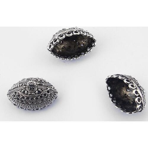 10pcs Oval Large Hole Lacework End Bead Cap For Crimp Tassel Cap Earring Diy Jewelry Findings Accessories