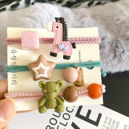 100set/lot 3pcs/set DIY Simple Multi Little Bear Pony Stars Rubber Bands Elasticity Hair Bands Styling Tools Accessories HA1644