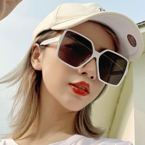 2021 Fashion Oversize Gradient Sun Glasses Women Pink Flat-topped Sunglasses Women/Men Brand Designer Retro Goggle UV400 De Sol