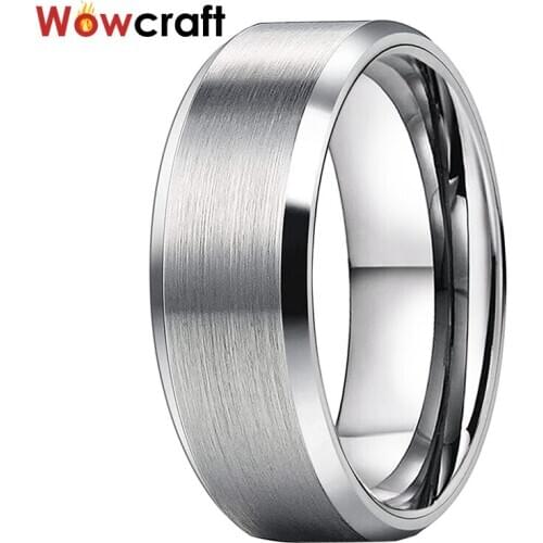 6mm 8mm Tungsten Classic Steel Ring for Men Women Highest Quality Top Brushed Finish Beveled Edges