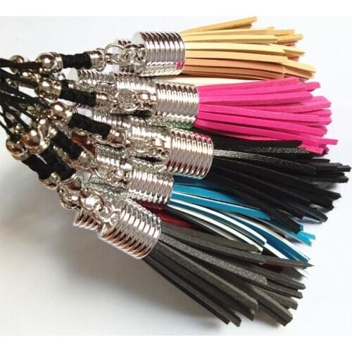 8cm Leather Flower Tassel Key Chain Long PU Different length Leather Key Ring Pendant Bag Charming Car Holder Personality Gifts