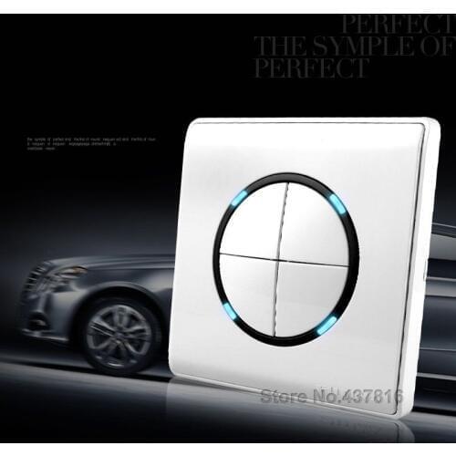 Free Shipping High Quality Click Switch 4 Gang 1 Way Light Wall Switch Pressure Switch LED Indicator Push Button Switch
