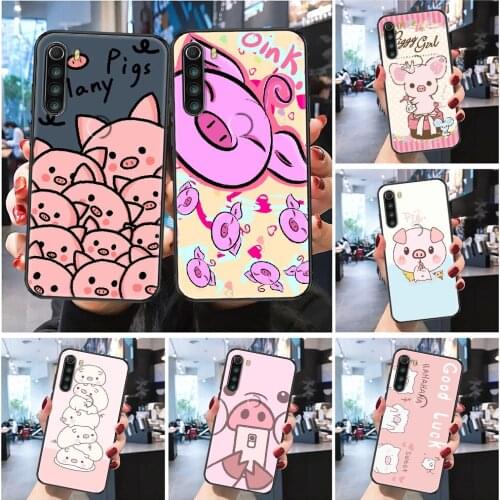 Pig Pink Cartoon Cute lovers Phone case For Xiaomi Redmi Note 7 7A 8 8T 9 9A 9S 10 K30 Pro Ultra Frosted black tpu waterproof