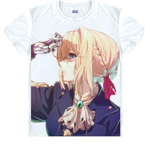 Violet Evergarden T-Shirts Multi-style Short Sleeve Shirts Light Novel Violet Vaioretto Evagaden Kana Akatsuki Cosplay Shirt