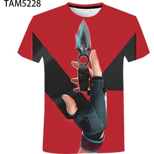 Valorant Summer Mens /Womens Short Sleeve T-Shirt Anime 3D Boy /Girl Street Trend Childrens Personality Oversize Top
