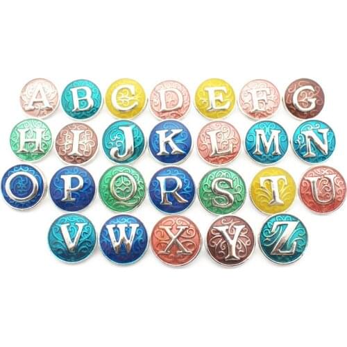Hot selling 26/lot figure Alloy letter A-Z Snap Buttons 18mm/20mm Snap Jewelry fit Snap Bracelet Bangle Necklaces Pendant