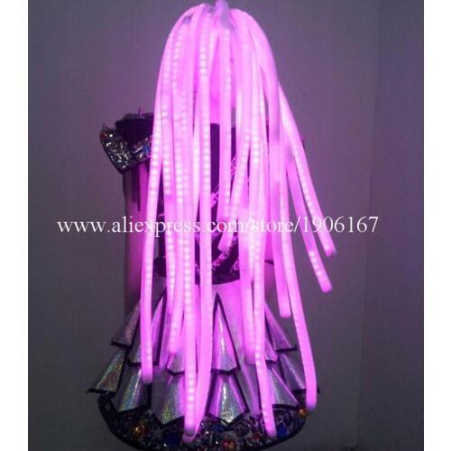 Hot Sale LED Light Up Colorful Hair Luminous Cosplay Party Wigs Halloween Christmas Headwear For Dancing Bar DJ Club