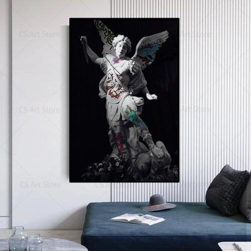 Graffiti Art Michelangelo Renaissance Canvas Paintings David Statue Poster and Print Cuadros Wall Art Pictures Home Decoration