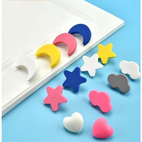 JD Cartoon Kids Room Cabinet Knobs and Handles Moon Star Furniture Handles PVC Cloud Drawer Knobs Cabinet Pulls for Kids