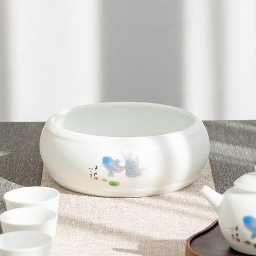 Ceramic Tea Basin Large Writing-Brush Washer Extra Large Tea Basin Washed Tea Bowl Kung Fu Tea Set Tea Ceremony Accessories