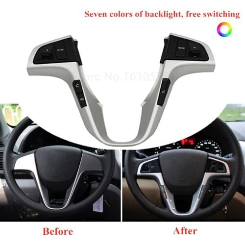 New Steering Wheel Button for Hyundai VERNA SOLARIS audio volume music control switch 7 color backlight, free switching