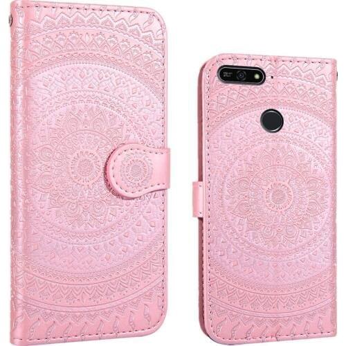 Datura Flower Leather Flip Wallet Phone Cases For Huawei Y7 / Y7 Prime 2018 Honor 7C Enjoy 8 Case Magnetic Frame Card Slot Cove