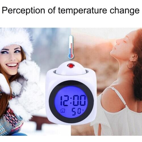 Multifunctional Voice Talking LED Display Time Projection Thermometer Alarm Clock