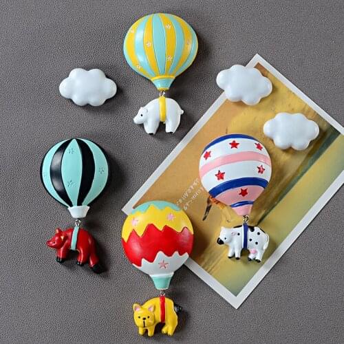 3D Creative Cute Little Animals Hot Air Balloon Refrigerator Sticker Magnetic White Board Decoration Message Paste Magnet Buckle