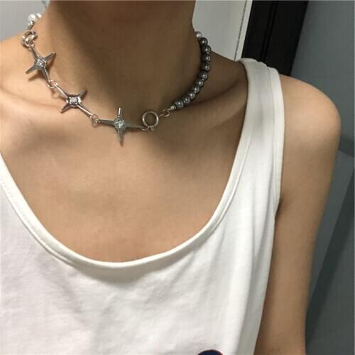 2021 New Punk Cross Pearl Choker Necklace Brand Elegant Statement Short Necklace for Women Fashion Jewelry Gift NL121402