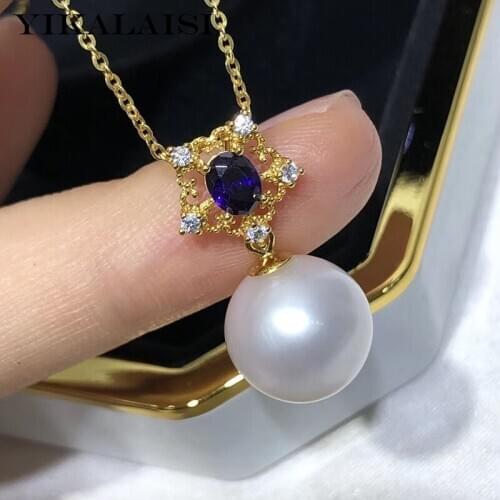 YIKALAISI 10-11mm Round Natural Freshwater Pearl Pendants Jewelry For Women 925 Sterling Silver Pendants Necklaces Wholesales