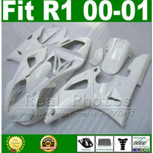 All white DIY Fairings for YAMAHA 2000 2001 YZF R1 ABS plastic kits YZFR1 00 01 YZF1000 bodywork fairing kit part U2E1