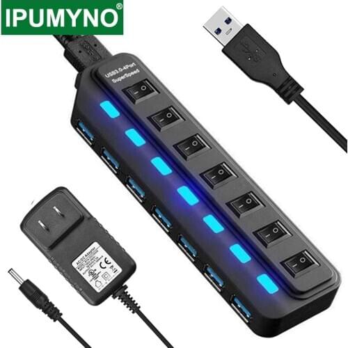 USB 3.0 HUB Multi 4 7 Port Expander Usb Splitter With Power Adapter For Macbook Pro Air Xiaomi Pc Computer Laptop Accessories