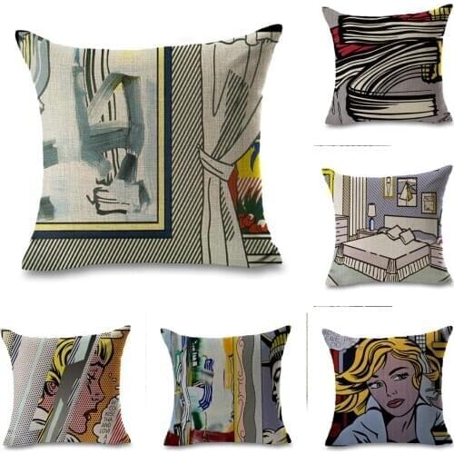 Roy Lichtenstein Pop Art Comics Curtain Girls Bedroom Pillow Euro Cover Decorative Massager Decorative Pillows Home Decor Gift