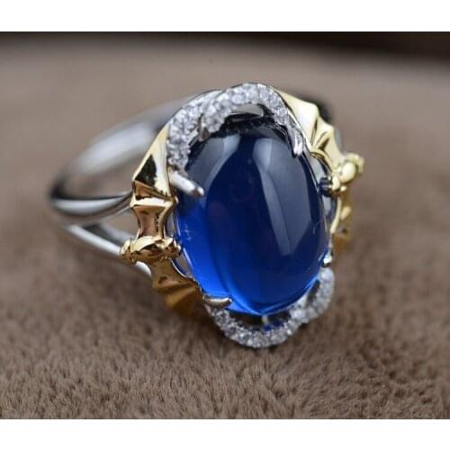 S925 pure silver in front Drifting gold process Female money stylish oval style ring