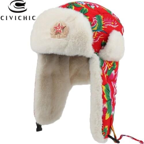 Chic Russian Soviet Thicken Cap Autumn Winter Windproof Warm Headwear KGB Fur Military Cossack Ushanka Hat with Ear Flaps LFM228