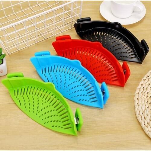 Silicone Strainer Clip on Pan Strainer for Draining Pasta Grease Vegetable Fruit Rice etc