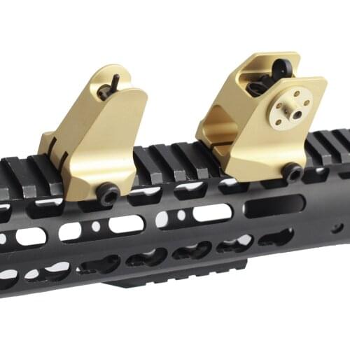 Tactics Golden CNC Front Rear Iron Sight Combo Set Windage Adjustment Knob for Hunting Airsoft AR15 Apertures Iron Sigh