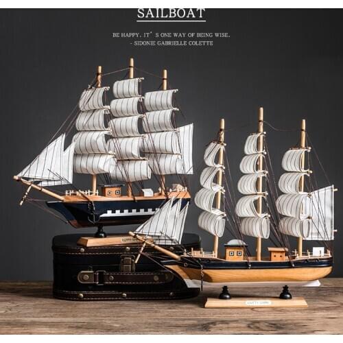 Desk Decoration home wooden Sailboat model boat decor living room desktop Craft Caribbean Black Pearl Corsair Sailing Boats gift