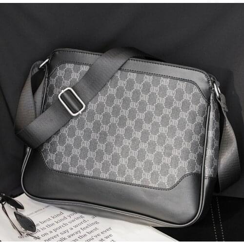 Vintage Lattice Mens Handbag Leather Briefcase Messenger Bag for Men Document A4 Business Shoulder Bag Man Laptop Crossbody Bag