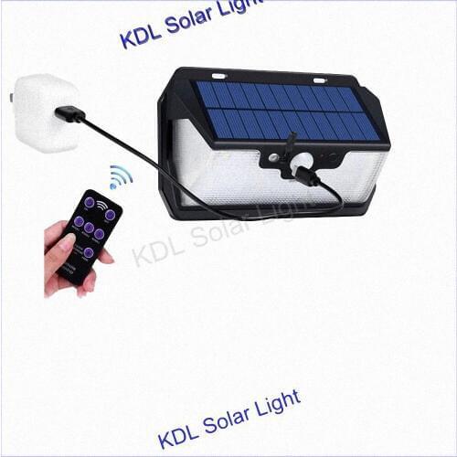 55 leds Solar light remote control radar 3 side lighting usb port waterproof wall led lamp camp Outdoor Garden Yard patio street