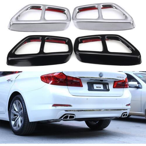 Yubao Silver/Glossy Black Car Exhaust Muffler Pipe Cover Trims Stainless Steel Exterior Parts For BMW 5 Series G30 G31 2017 2018