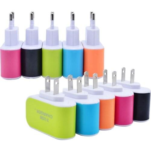 Candy Color 3 USB Ports Charger USB Wall Home Charger Adapter 5V 1A EU Plug For IPhone X 8 7 For Samsung S6 S7 S8 Trave Charger
