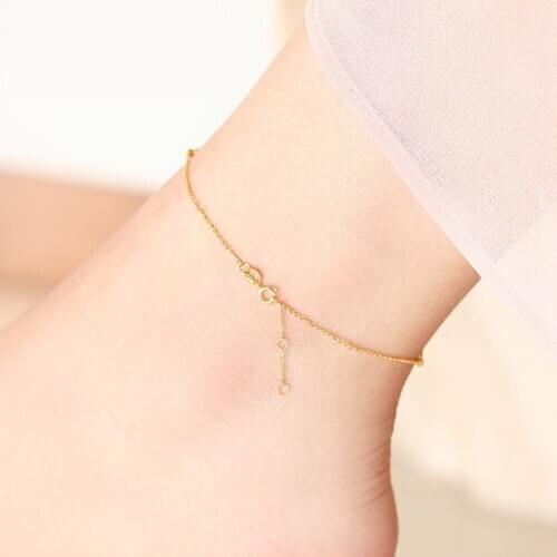 ZHIXI Genuine 18K Gold Anklet Pure AU750 Yellow White Rose Gold Fine Jewelry for Women Luxury Gift J500