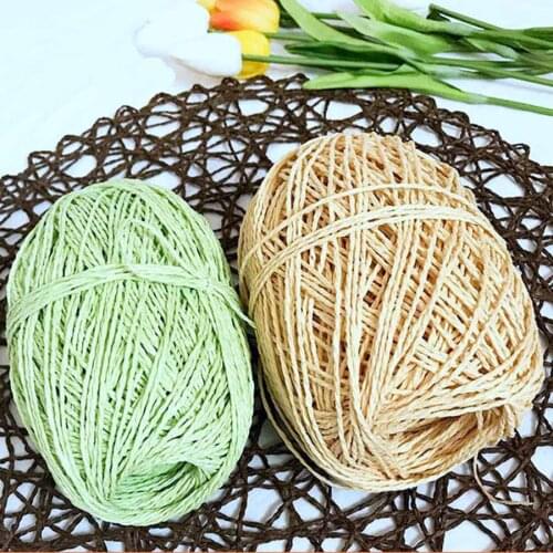 100G/lot Organic Yarn for Knitting Raffia Straw Rope Yarn Solid Crochet Yarn for DIY Handmade Hats Baskets Handcrafts
