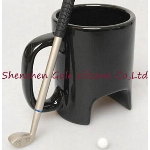 24pcs/lot Creative Golf ceramic cup funny black coffee mug office Casual ceramic cup Golf stick pen birthday gift