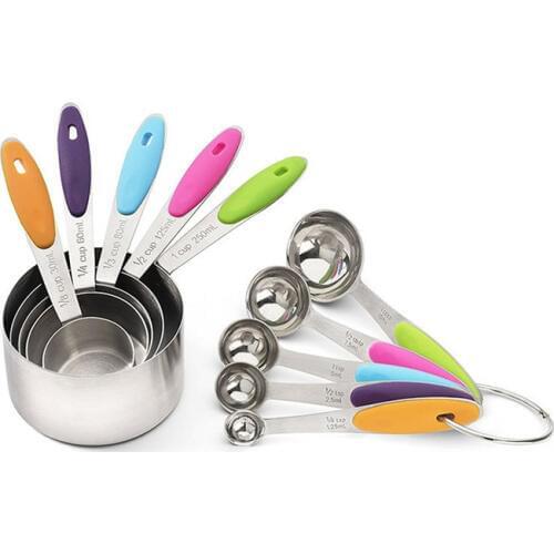 5 Pcs High Quality Stainless Steel Adjustable Digital Coffee Tea Measuring Spoon Set for Measuring Dry and Liquid Ingredien