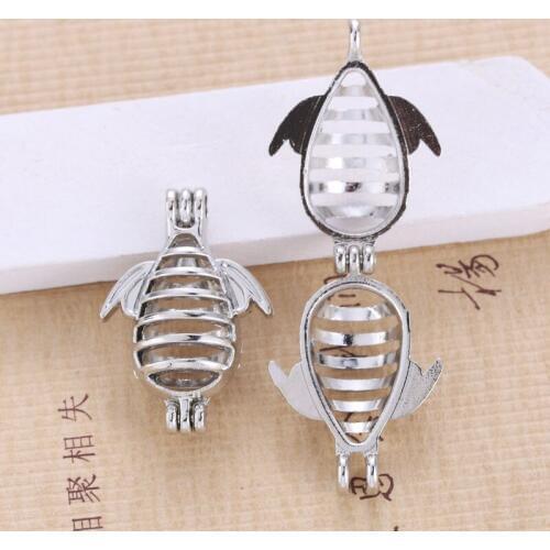 5pcs Bright Cute Bee Pearl Cage Jewelry Manufacture Beads Pendant Aromatherapy Diffusion Box Oyster Pearl Gift
