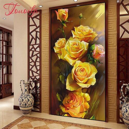 5D DIY Diamond embroidery yellow rose pictures Full Mosaic Kit spuare&round rhinestone Flowers diamond painting cross stich