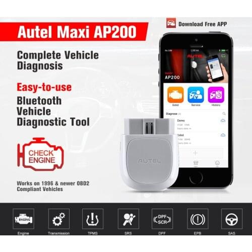 Autel AP200 Bluetooth Code Reader with Full Systems Diagnoses AutoVIN TPMS IMMO Service ODB2 Diagnostic Tool