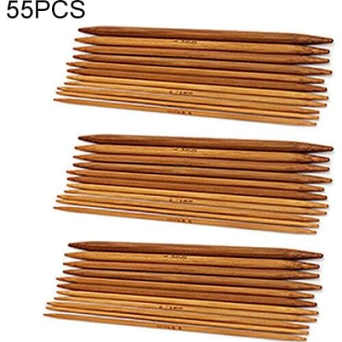 5 Sets of 11 Sizes 5'' (13cm) Double Pointed Carbonized Bamboo Knitting Kits Needles Set (2.0mm - 5.0mm) Bamboo Carbonized