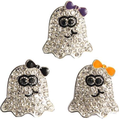Free shipping 22*20mm Halloween ghost rhinestone can mix colors 10PCS/lot(BTN-5383)