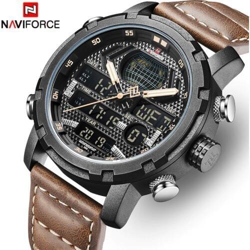 Mens Watches To Luxury Brand Men Leather Sports Watches NAVIFORCE Man Quartz Digital Waterproof Military Watch Relogio Masculion