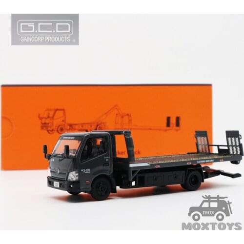 GCD 1:64 HINO 300 Flatbed Tow Truck Ground ed. Dark Grey (Black Bird) Diecast Model Car