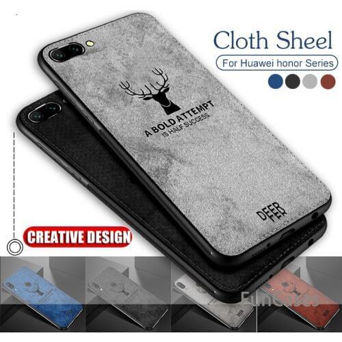 Honor9 Retro Deer Head Pattern Delicate Fabric For huawei honor 9 lite View 10 v10 7a 7c 7x 9i play Soft Shell TPU Phone Case