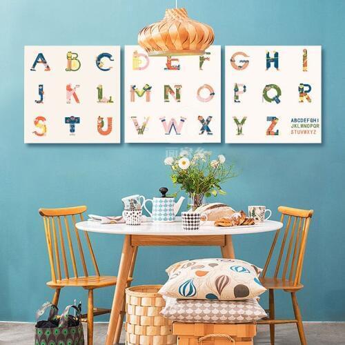 DIY oil paintings by numbers home decoration for kids wall pictures 26 letters in English
